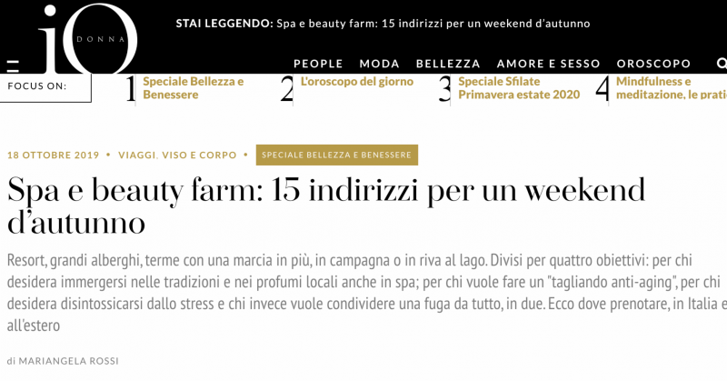 IO DONNA - Spas and Beauty Farms: 15 Destinations for an Autumn Weekend - October 18, 2019